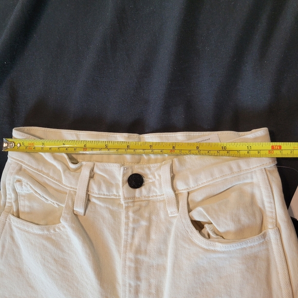 NWOT Apiece Apart Merida Cropped Straight-Leg Denim Jeans Size 24 Cream Cotton - Picture 12 of 14